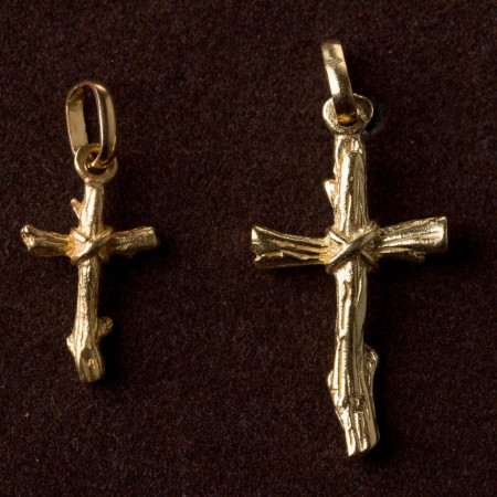 Bijou Croix Cep de vigne-Or 18k, pendentifs or 18 k  or jaune