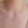 Bijou Pendentif-Aigue-Marine sur chaîne Or blanc 18k, pendentifs sur chaîne or 18 k aigue marine bleu