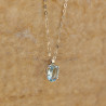 Bijou Pendentif-Aigue-Marine sur chaîne Or blanc 18k, pendentifs sur chaîne or 18 k aigue marine bleu