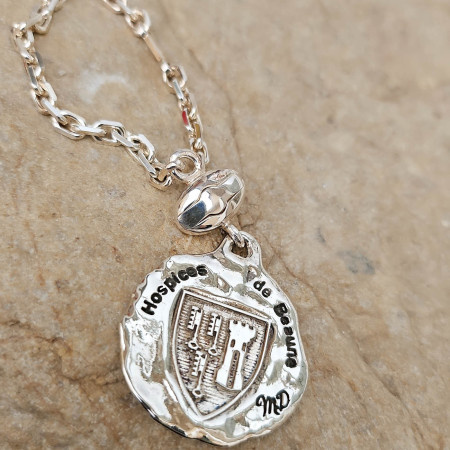 Bijou Porte clés du blason des Hospices de Beaune-Argent, porte-clés argent  argent