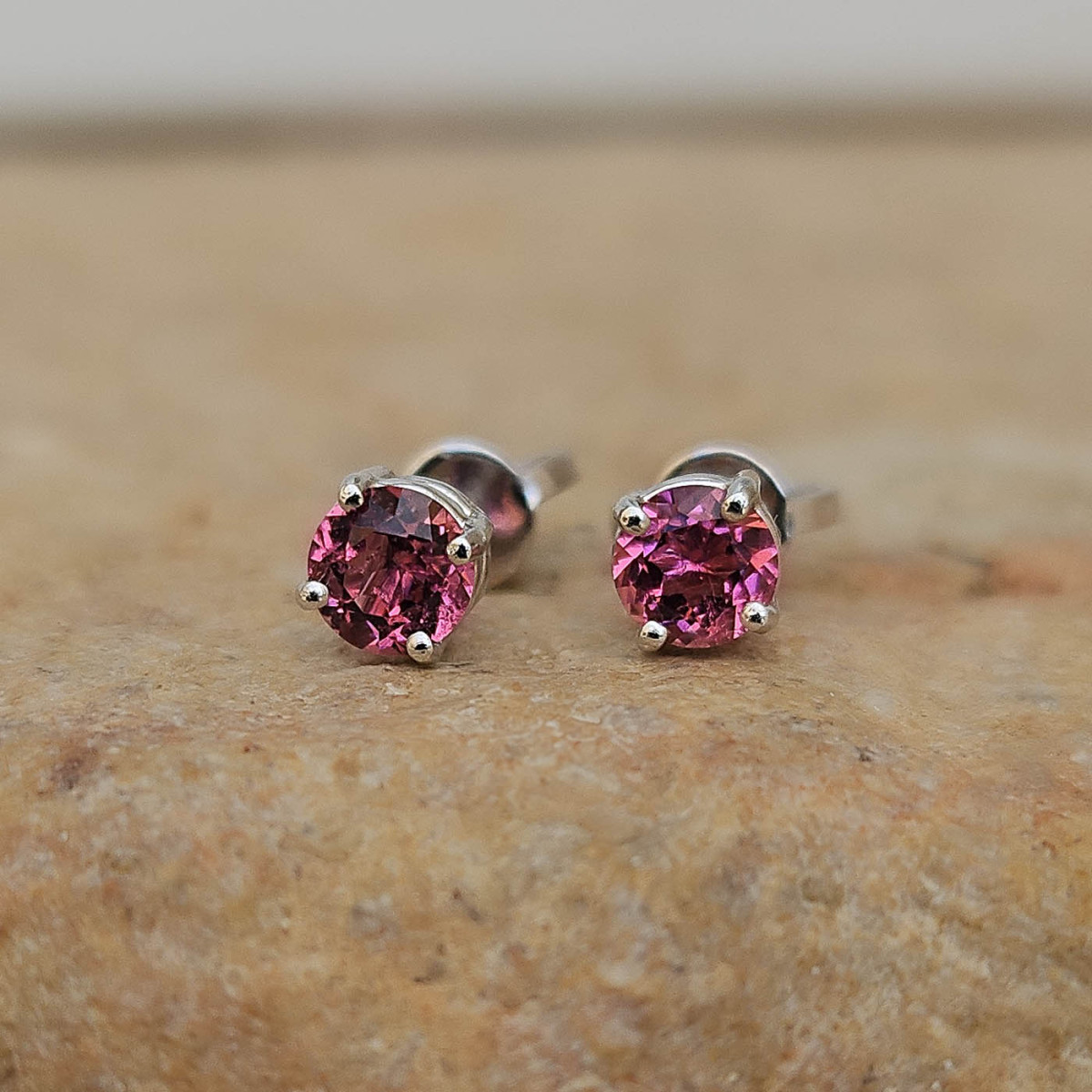 Bijou Boucles d'oreille-Tourmalines, boucles d'oreille or 18 k tourmaline rose