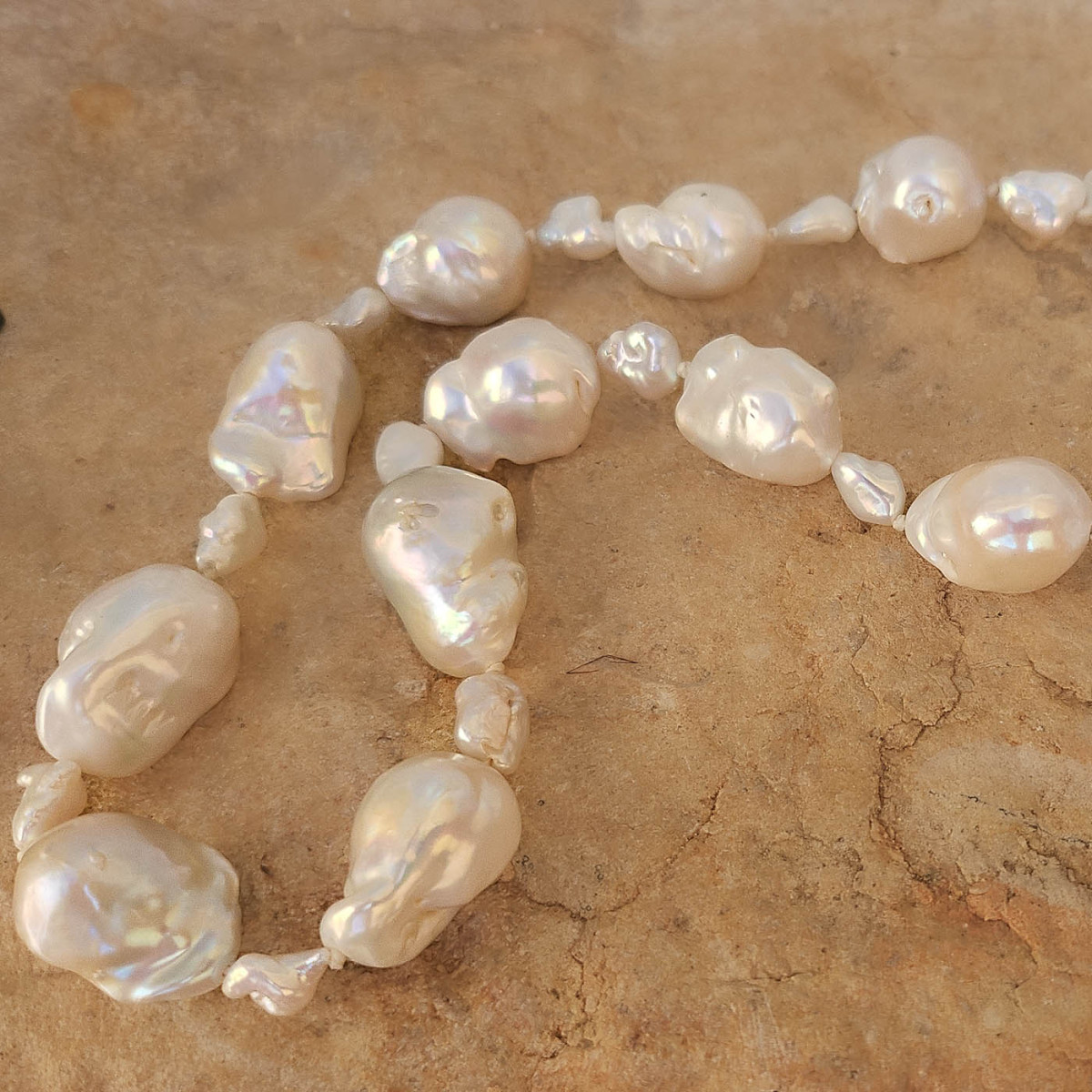 Bijou Collier Perles baroques-eau douce, colliers argent perle blanc