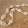 Bijou Collier Perles baroques-eau douce, colliers argent perle blanc