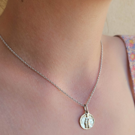 Bijou Médaille de la Vierge en bois des Hospices de Beaune-Argent, pendentifs argent  argent