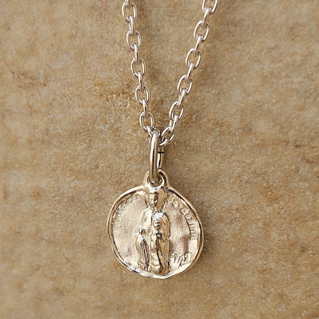 Bijou Médaille de la Vierge en bois des Hospices de Beaune-Argent, pendentifs argent  argent