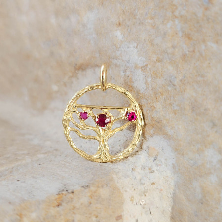 Bijou La Vigne-Pendentif Cep-18mm-Rubis, pendentifs or 18 k rubis rouge
