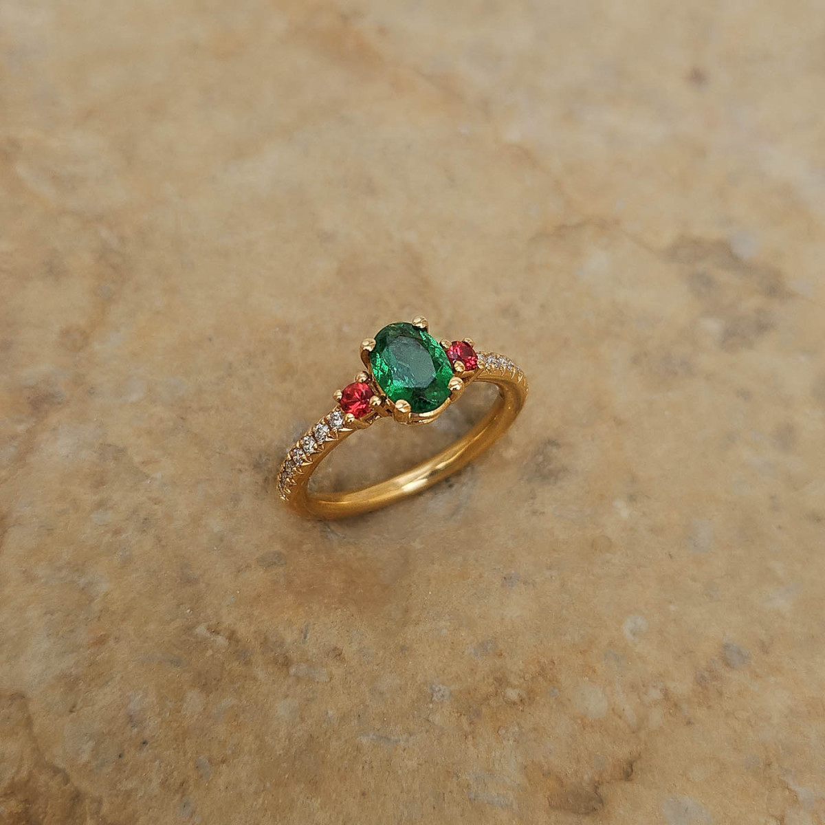 Bijou Bague Tsavorite,Spessartites et Diamants, bagues or 18 k diamant, spessartite, tsavorite blanc, orange, vert