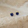 Bijou Boucles d'oreille-Saphirs bleus, boucles d'oreille or 18 k saphir bleu