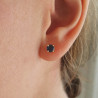 Puces d'oreille en or jaune 18k serties de saphirs bleus