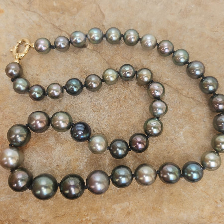 Bijou Collier Perles de Tahiti baroques, colliers or 18 k perle 