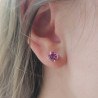 Puces d'oreille en or blanc 18k serties de rhodolites