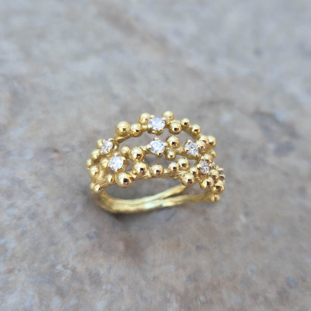 Bague Cépage en or jaune 18k sertie de diamants