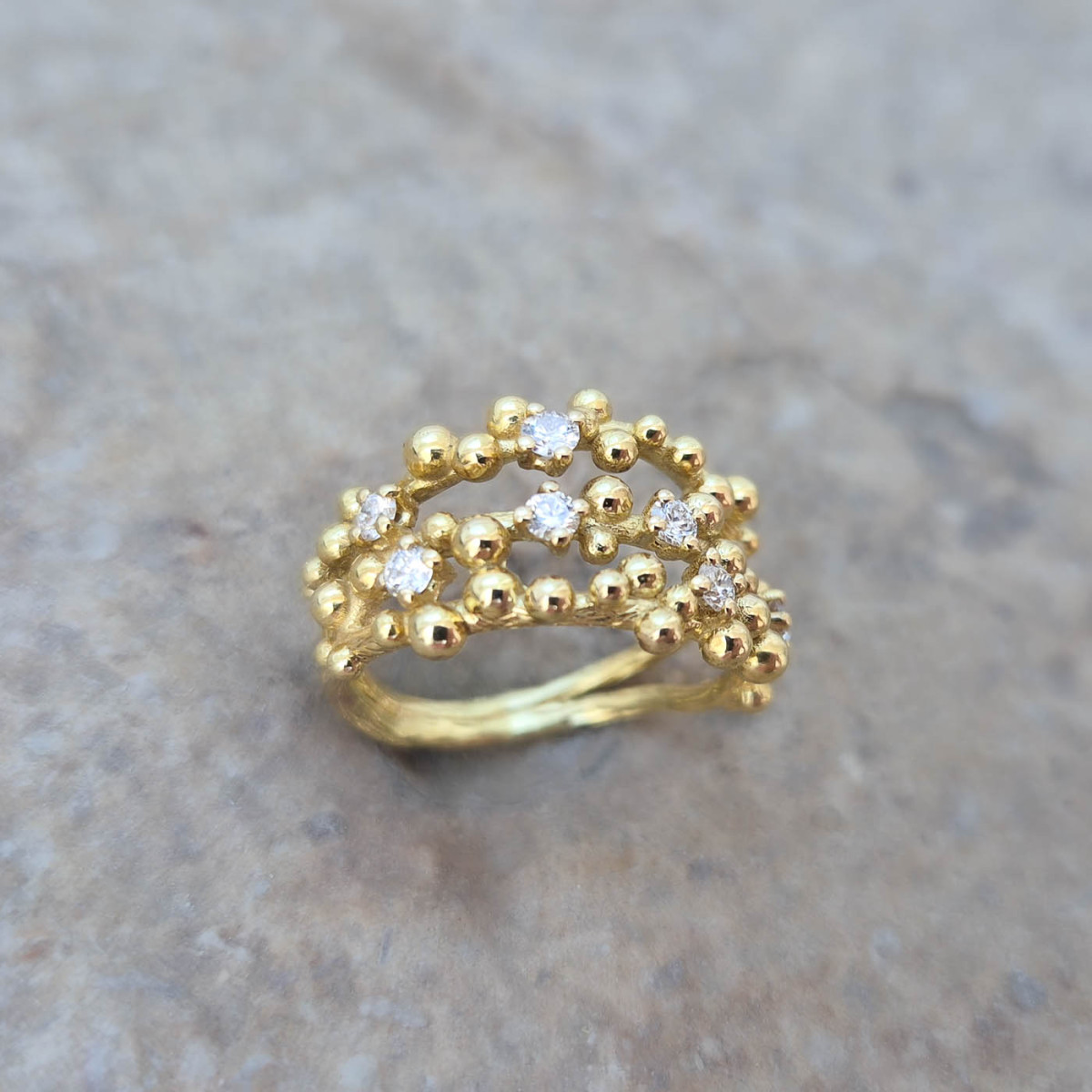 Bague Cépage en or jaune 18k sertie de diamants
